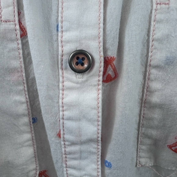 Anthropologie Maeve White and Orange tepee print button down size 10 - Picture 9 of 14
